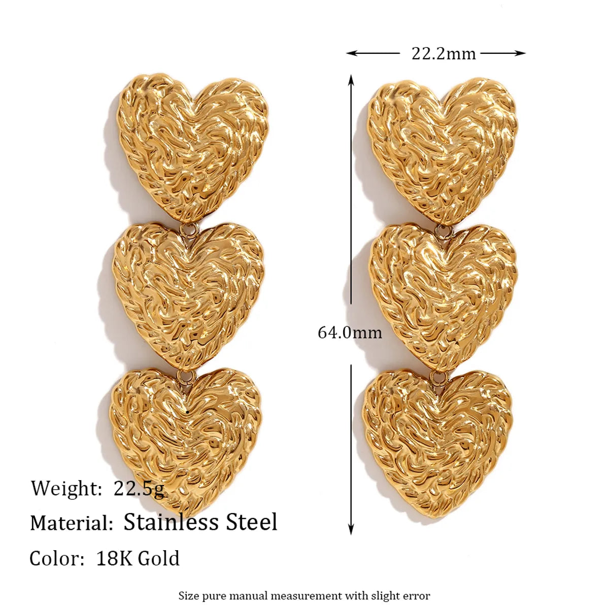 Vintage Style Simple Style Classic Style Heart Shape Stainless Steel Plating 18k Gold Plated Bracelets Earrings