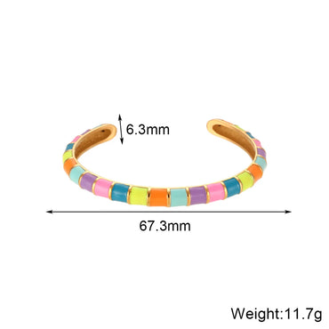 Vintage Style Simple Style Classic Style Multicolor Stainless Steel Plating 18k Gold Plated Bangle