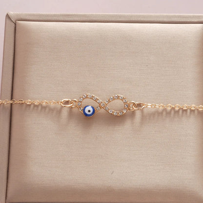 Vintage Style Simple Style Classic Style Number Eye Alloy Plating K Gold Plated Women'S Anklet