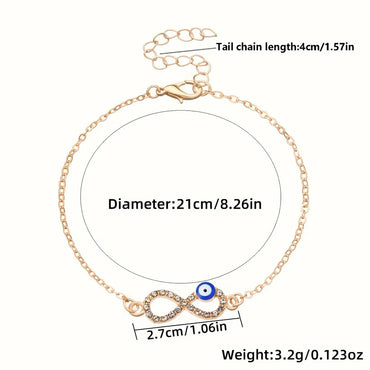 Vintage Style Simple Style Classic Style Number Eye Alloy Plating K Gold Plated Women'S Anklet