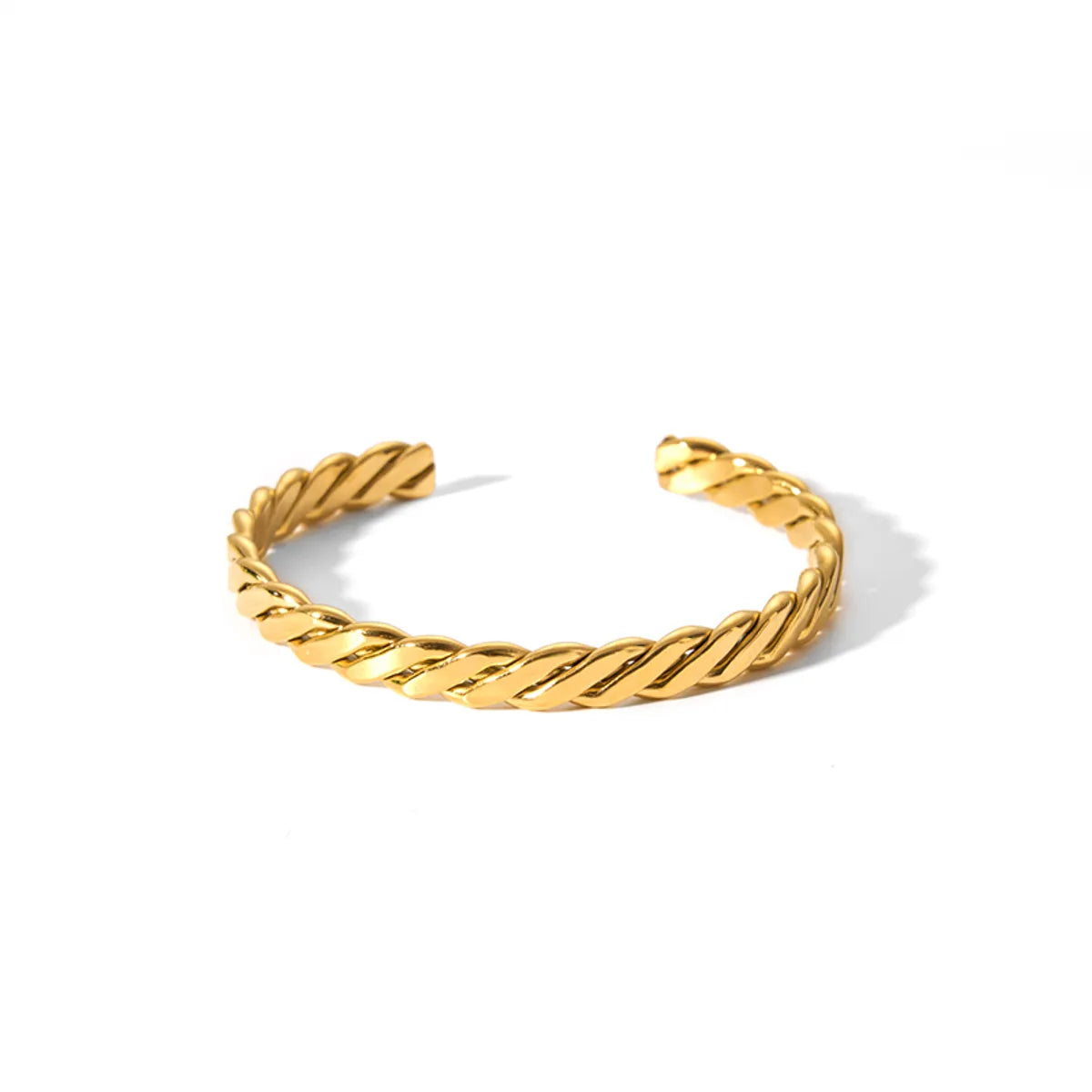 Vintage Style Simple Style Classic Style Solid Color Spiral Stripe Twist Stainless Steel Plating Braid 18k Gold Plated Bangle