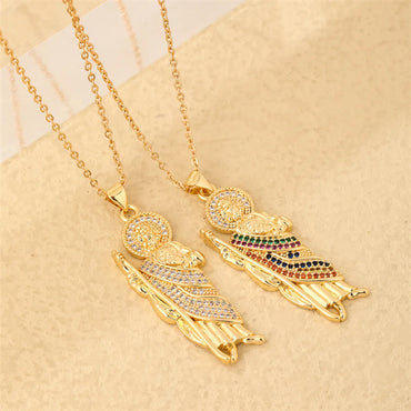 Vintage Style Simple Style Color Block Stainless Steel Copper Plating Inlay Zircon Gold Plated Pendant Necklace