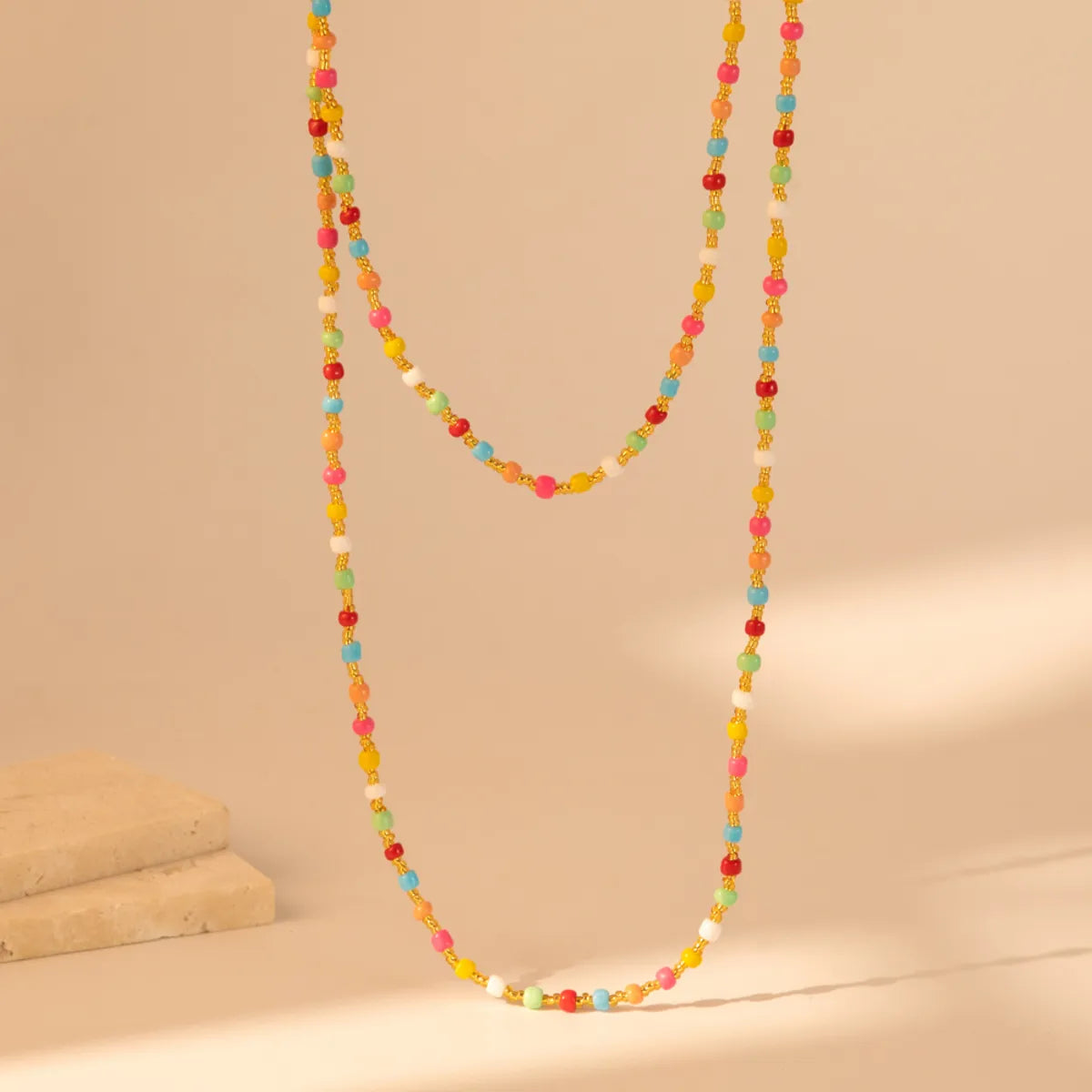 Vintage Style Simple Style Color Block Synthetic Resin Beaded Plating Women's Long Necklace