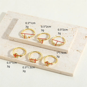 Vintage Style Simple Style Commute Rhombus Copper Plating Inlay Zircon 14k Gold Plated Open Rings