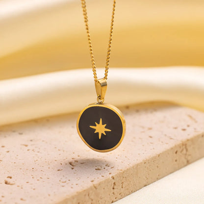 Vintage Style Simple Style Commute Star Titanium Steel Polishing Plating 18k Gold Plated Pendant Necklace