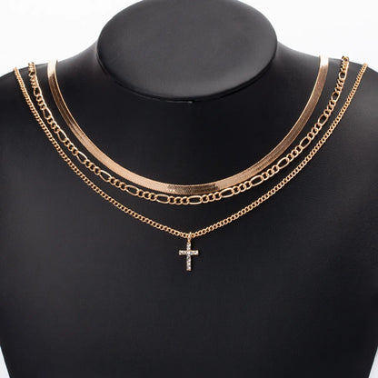 Vintage Style Simple Style Cross Alloy Wholesale Layered Necklaces