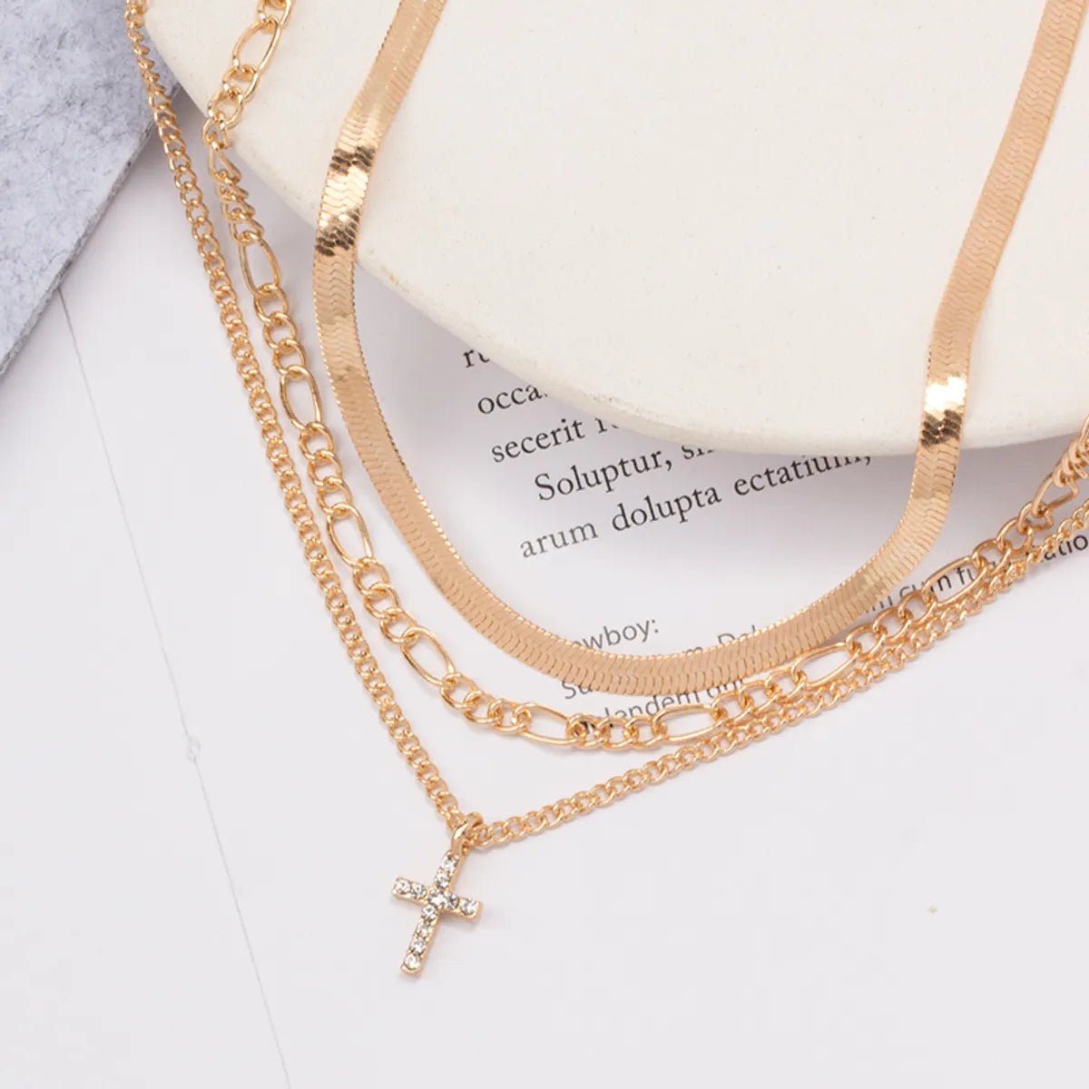 Vintage Style Simple Style Cross Alloy Wholesale Layered Necklaces