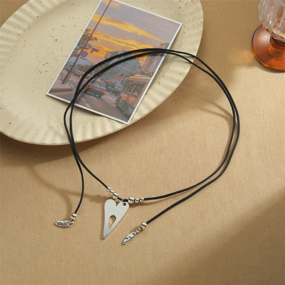 Vintage Style Simple Style Geometric Heart Shape CCB Alloy Rope Plating Women's Pendant Necklace