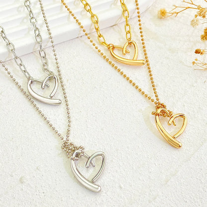 Vintage Style Simple Style Heart Shape 14k Gold Plated Alloy Wholesale Double Layer Necklaces