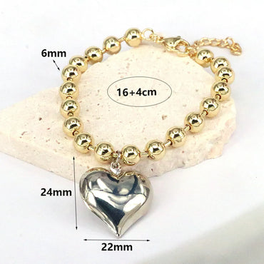 Vintage Style Simple Style Heart Shape Copper Plating 18k Gold Plated Bracelets