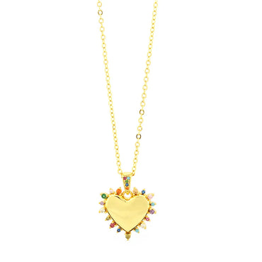 Vintage Style Simple Style Heart Shape Copper 18k Gold Plated Zircon Pendant Necklace In Bulk