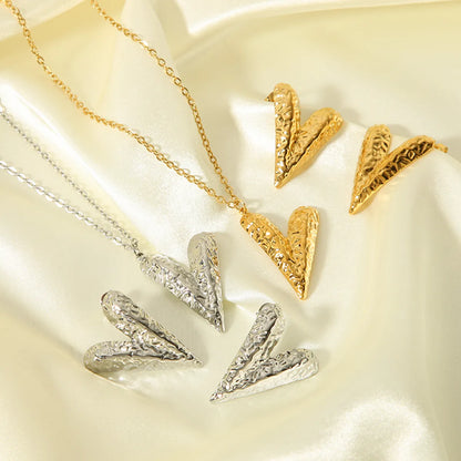 Vintage Style Simple Style Heart Shape Stainless Steel Plating 18k Gold Plated Earrings Necklace