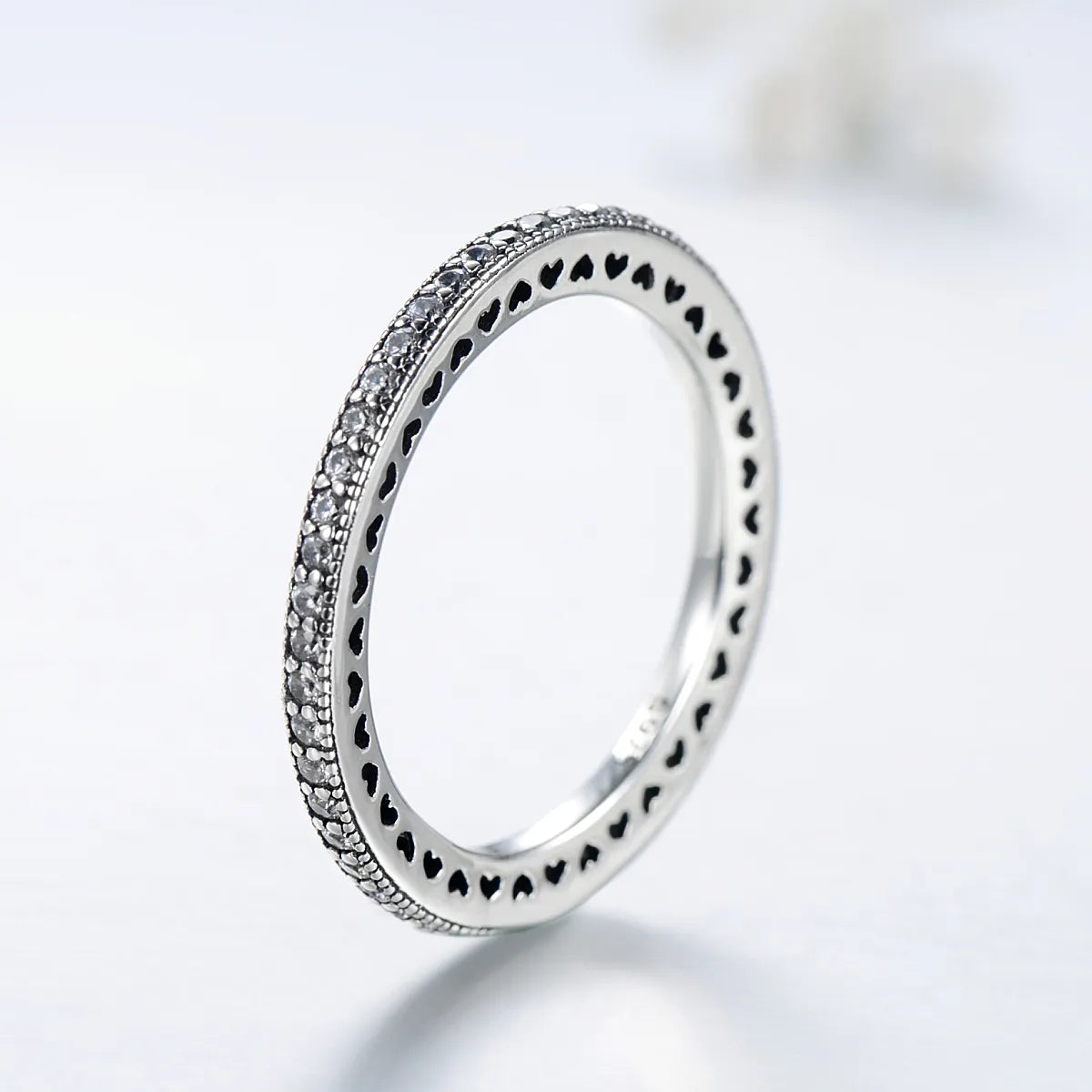 Vintage Style Simple Style Heart Shape Sterling Silver Plating Hollow Out Inlay Zircon Thai Silver Rings