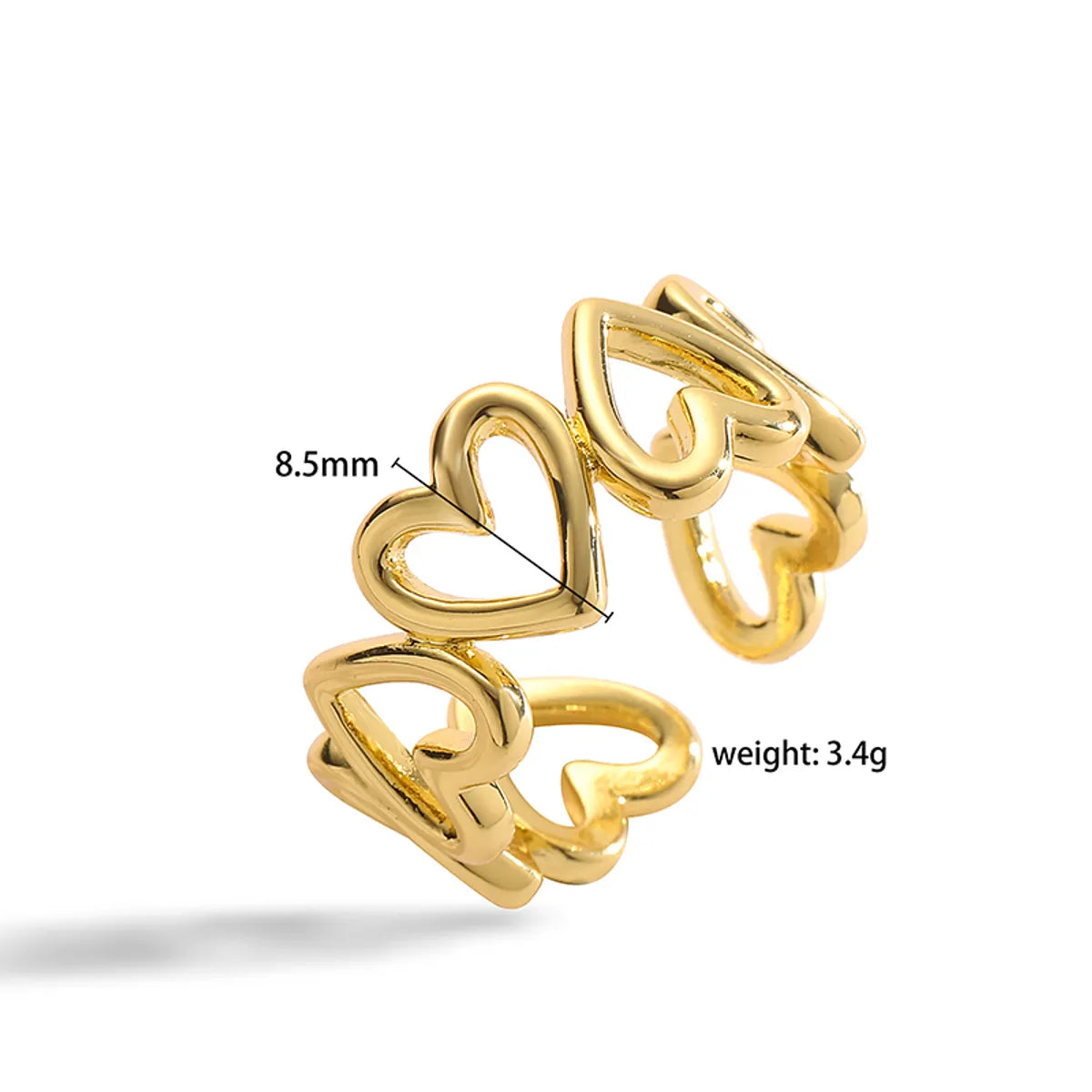 Vintage Style Simple Style Heart Shape Twist Copper 18k Gold Plated Zircon Rings In Bulk