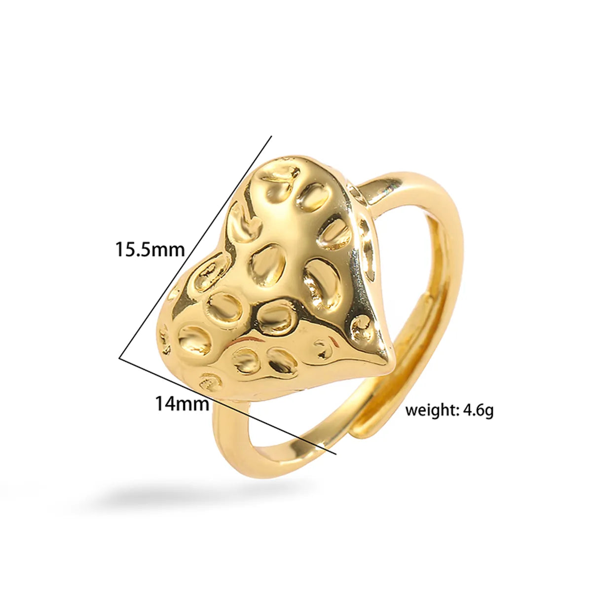 Vintage Style Simple Style Heart Shape Twist Copper 18k Gold Plated Zircon Rings In Bulk