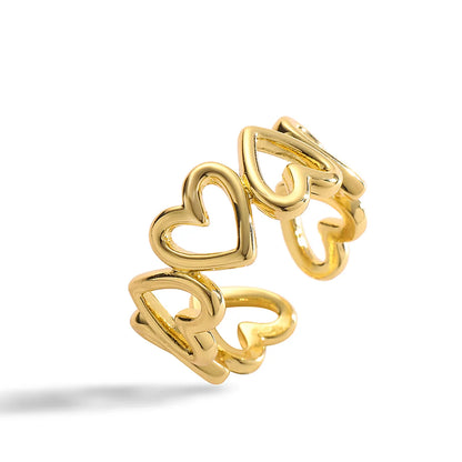 Vintage Style Simple Style Heart Shape Twist Copper 18k Gold Plated Zircon Rings In Bulk