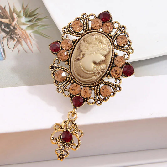 Vintage Style Simple Style Human Alloy Resin Inlay Rhinestones Women'S Brooches 1 Piece