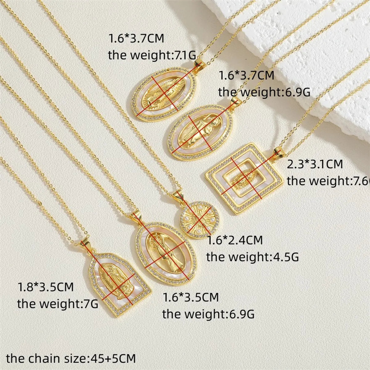 Vintage Style Simple Style Human Copper Plating Inlay Shell Zircon 14k Gold Plated Pendant Necklace