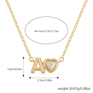 Vintage Style Simple Style Letter Heart Shape Alloy Plating Inlay Rhinestones Women's Pendant Necklace