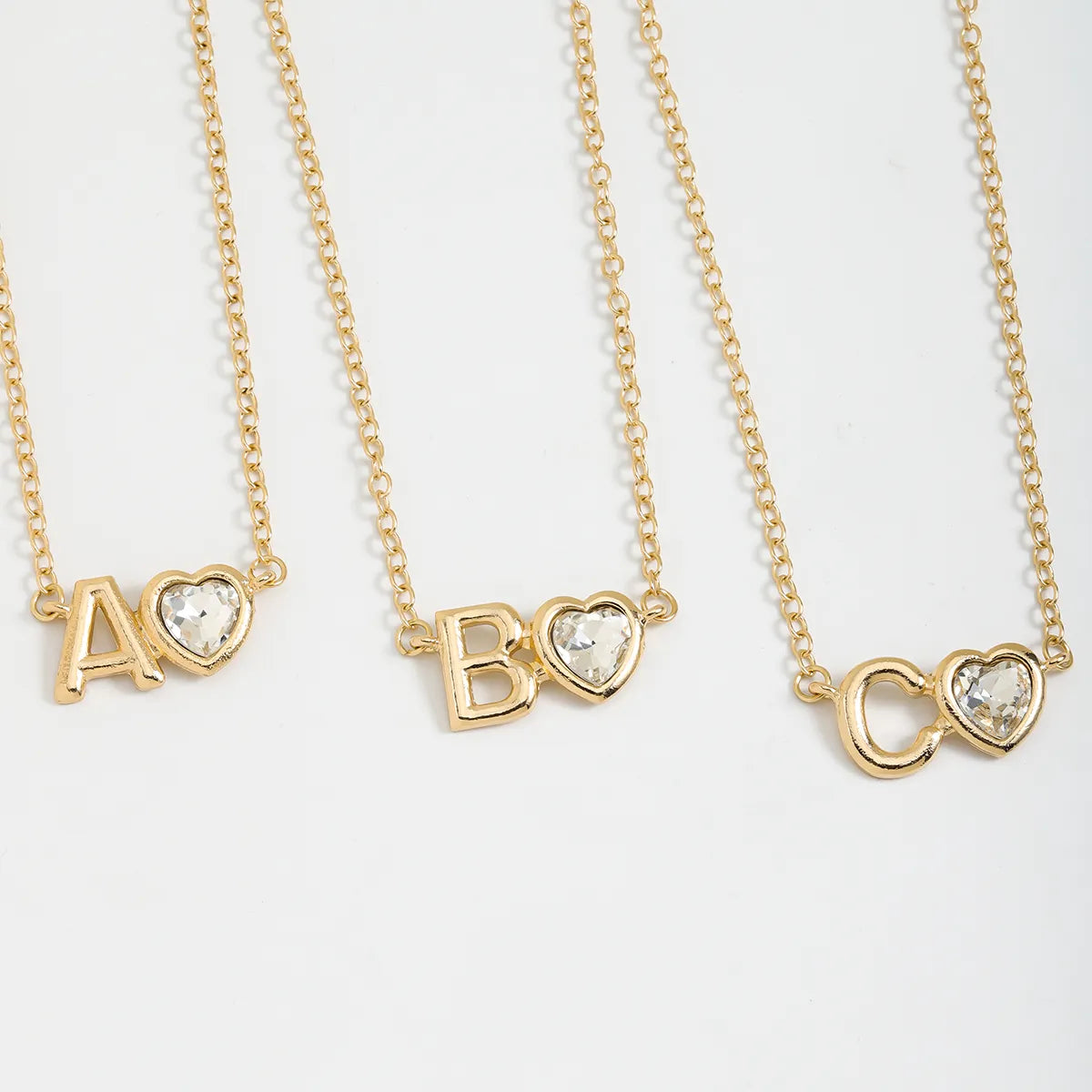 Vintage Style Simple Style Letter Heart Shape Alloy Plating Inlay Rhinestones Women's Pendant Necklace