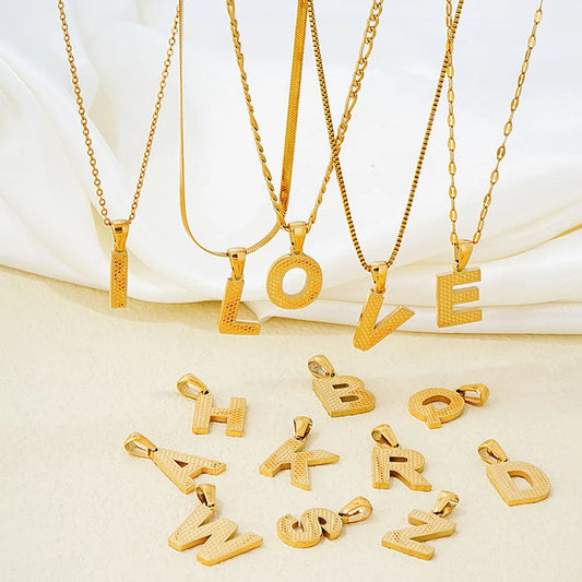 1 Piece 304 Stainless Steel Gold Plated Letter