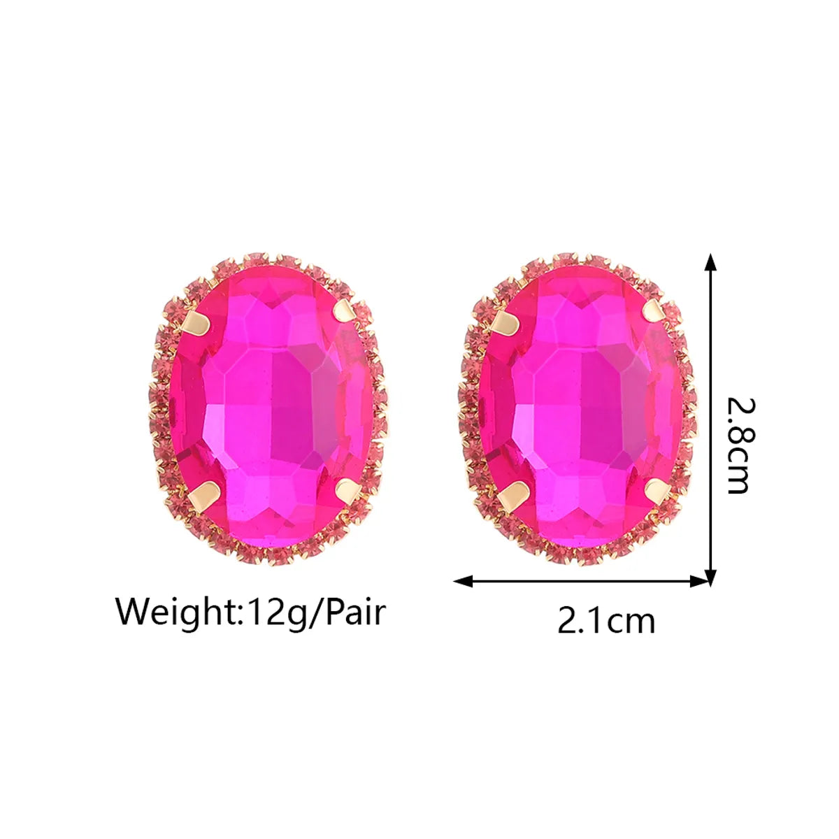 Vintage Style Simple Style Oval Copper Alloy Plating Inlay Glass Women's Ear Studs