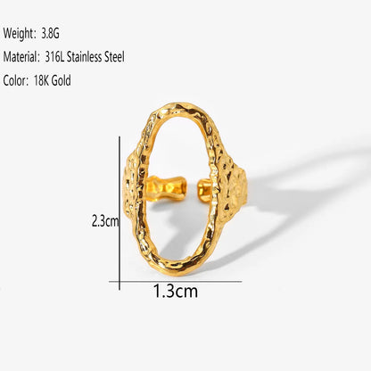 Wholesale Jewelry Vintage Style Simple Style Oval 316 Stainless Steel  Plating Open Rings