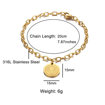 Vintage Style Simple Style Round Stainless Steel Plating 18k Gold Plated Unisex Bracelets