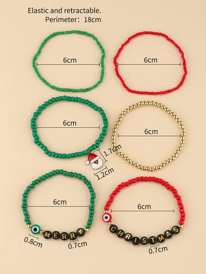 Vintage Style Simple Style Santa Claus Letter Devil's Eye Arylic Soft Clay Irregular Beaded Unisex Bracelets