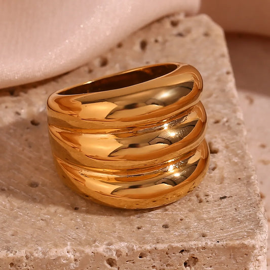 Wholesale Jewelry Vintage Style Simple Style Solid Color 304 Stainless Steel 18K Gold Plated Plating Rings