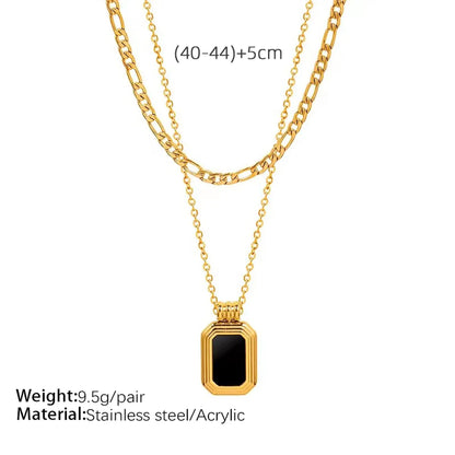 Vintage Style Simple Style Square Arylic Titanium Steel Plating 18k Gold Plated Women's Necklace