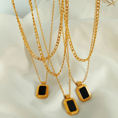 Vintage Style Simple Style Square Arylic Titanium Steel Plating 18k Gold Plated Women's Necklace