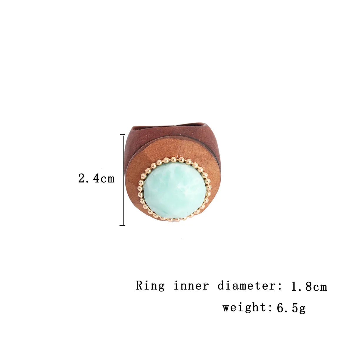 Vintage Style Simple Style Streetwear Round Wood Inlay Turquoise Women'S Rings