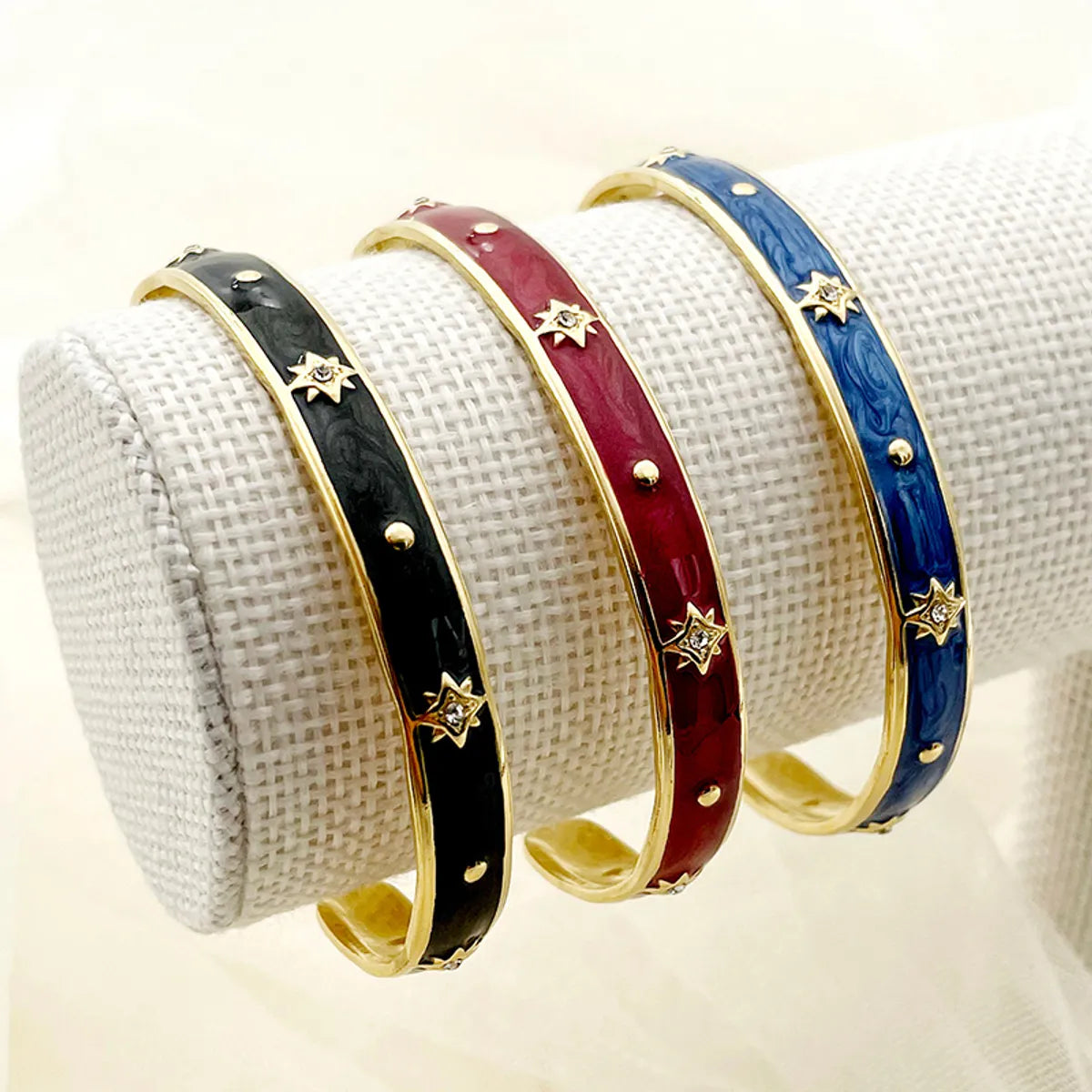 Vintage Style Simple Style Streetwear Star 304 Stainless Steel 14K Gold Plated Zircon Bangle In Bulk