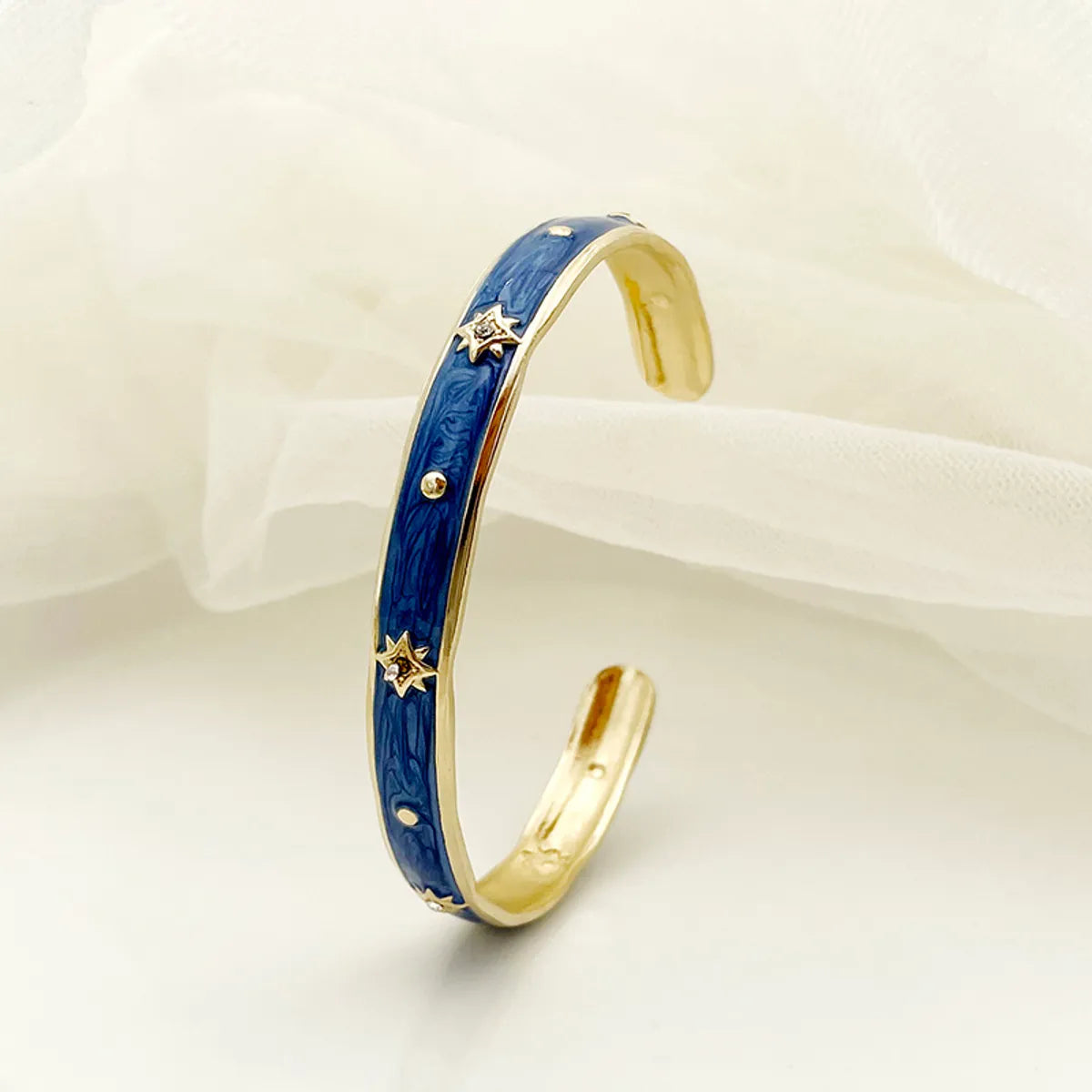 Vintage Style Simple Style Streetwear Star 304 Stainless Steel 14K Gold Plated Zircon Bangle In Bulk