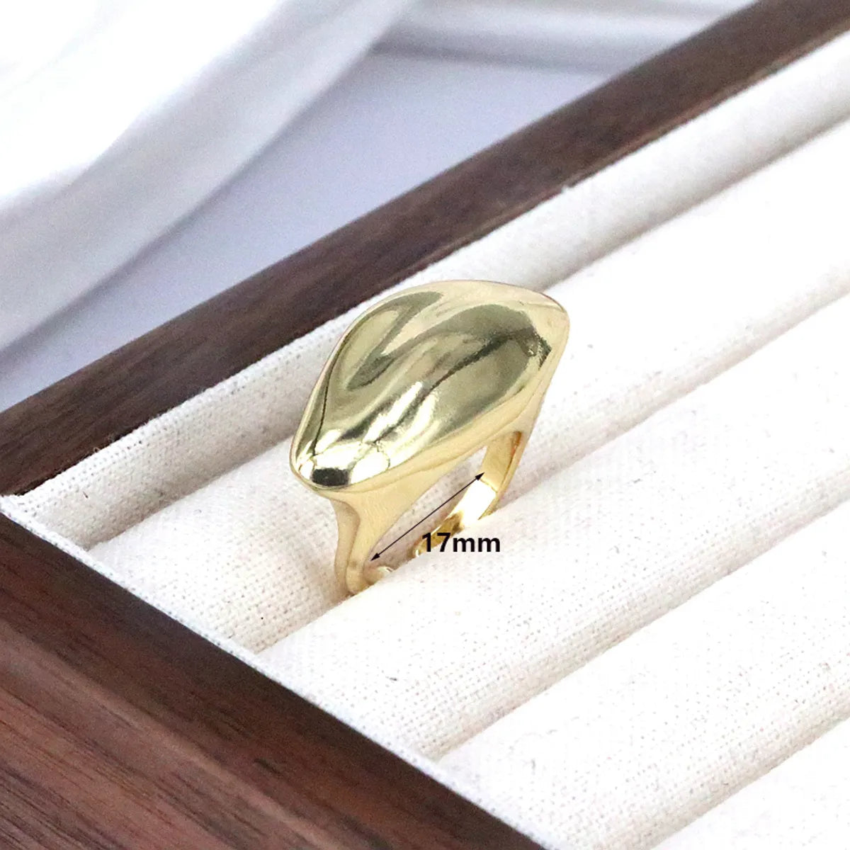 Vintage Style Simple Style Water Droplets Heart Shape Copper Gold Plated Open Rings In Bulk