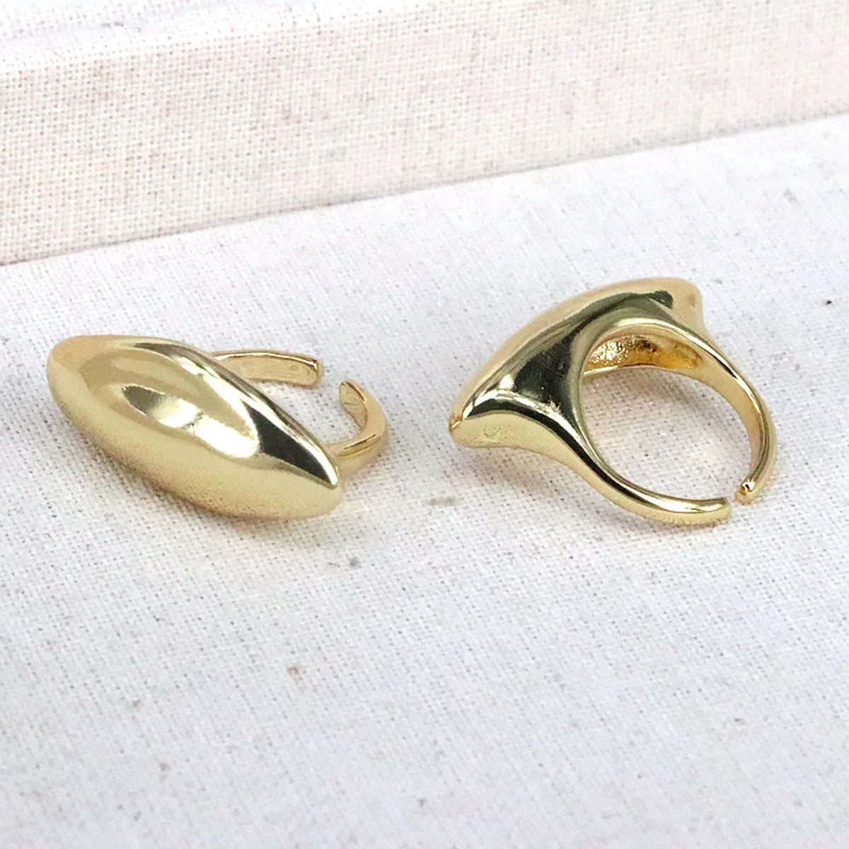 Vintage Style Simple Style Water Droplets Heart Shape Copper Gold Plated Open Rings In Bulk