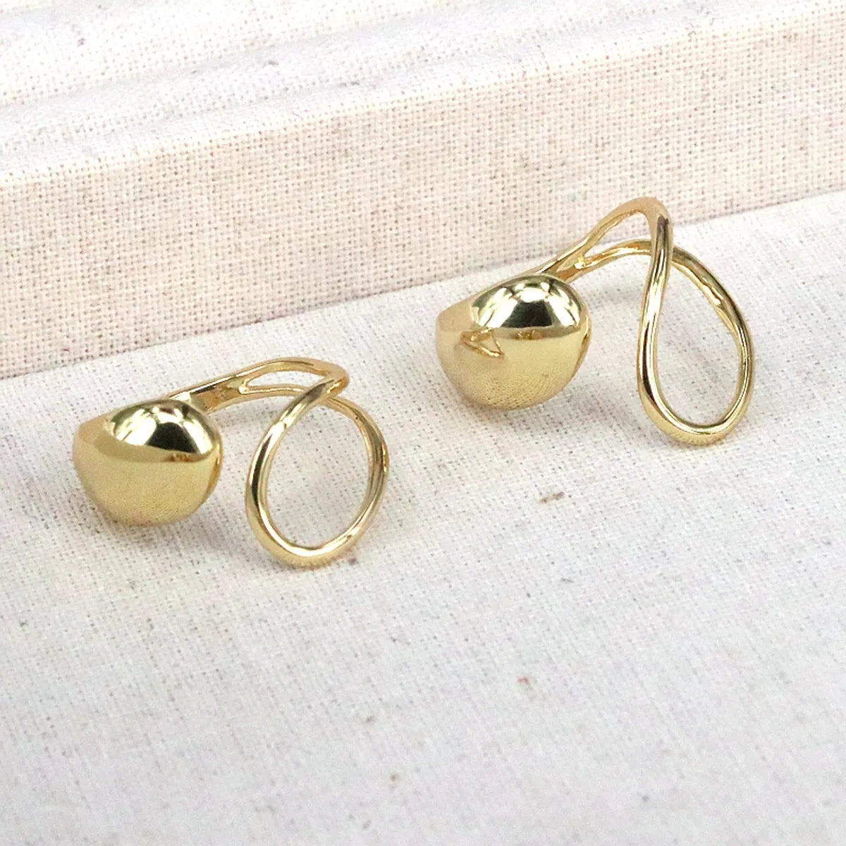 Vintage Style Simple Style Water Droplets Heart Shape Copper Gold Plated Open Rings In Bulk