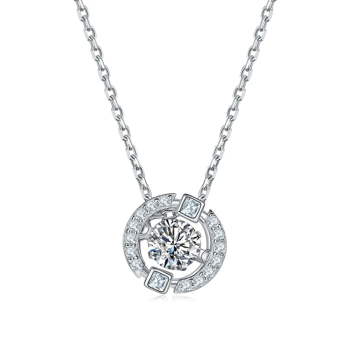 Vintage Style Snowflake Sterling Silver Gra Plating Inlay Moissanite Rhodium Plated Pendant Necklace