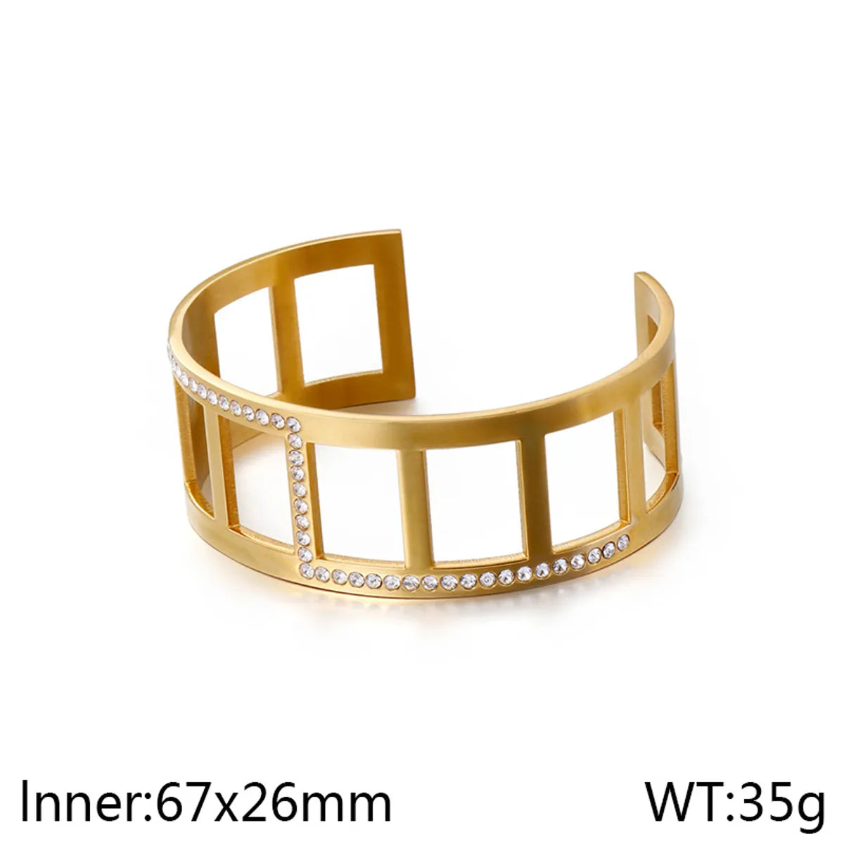 Vintage Style Square 304 Stainless Steel 18K Gold Plated Bangle In Bulk