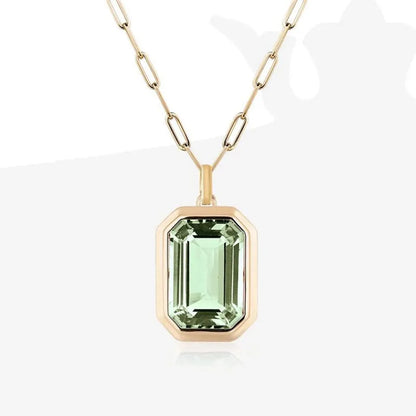 Vintage Style Square Stainless Steel Plating Inlay Zircon 18k Gold Plated Pendant Necklace