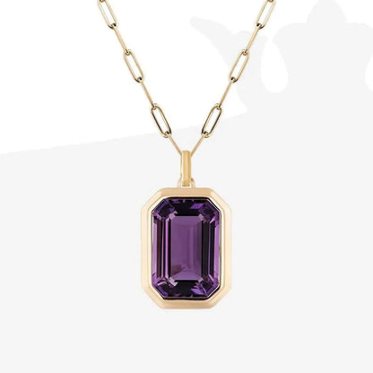 Vintage Style Square Stainless Steel Plating Inlay Zircon 18k Gold Plated Pendant Necklace