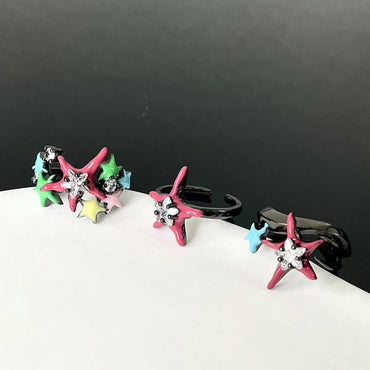 Vintage Style Star Copper Enamel Open Rings