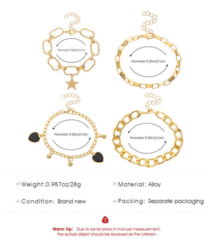 Vintage Style Star Heart Shape Alloy Plating Women'S Bracelets