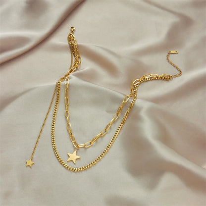 Vintage Style Star Stainless Steel Necklace Gold Plated Stainless Steel Necklaces