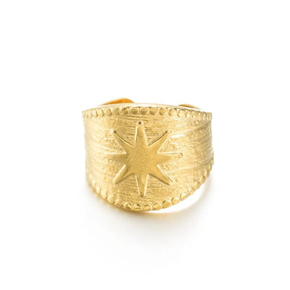 Vintage Style Star Stainless Steel Plating Open Ring