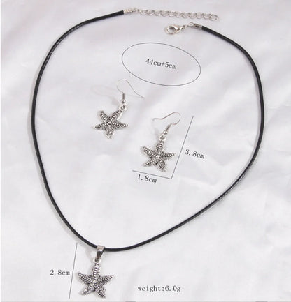 Vintage Style Starfish Alloy Women'S Earrings Necklace Jewelry Set