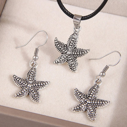 Vintage Style Starfish Alloy Women'S Earrings Necklace Jewelry Set