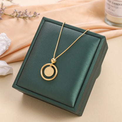 Vintage Style Streetwear Round Stainless Steel Plating 18k Gold Plated Pendant Necklace