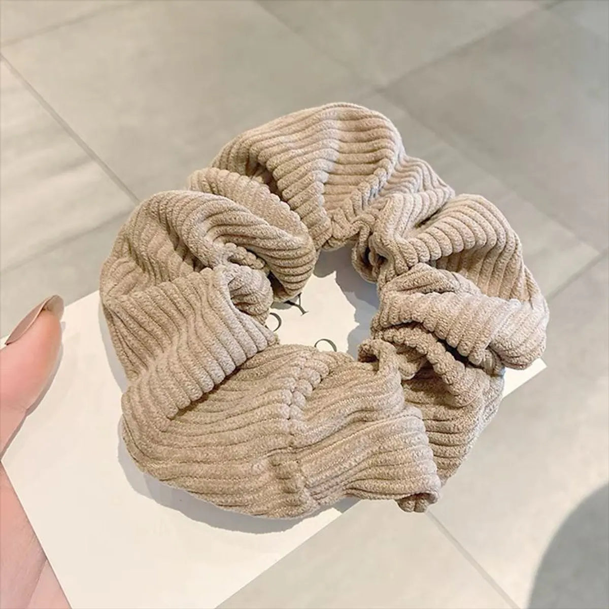 Vintage Style Stripe Solid Color Corduroy Hair Tie